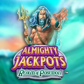 Almighty Jackpots – Realm of Poseidon online game logo by Novomatic on viuviuucasino.nl